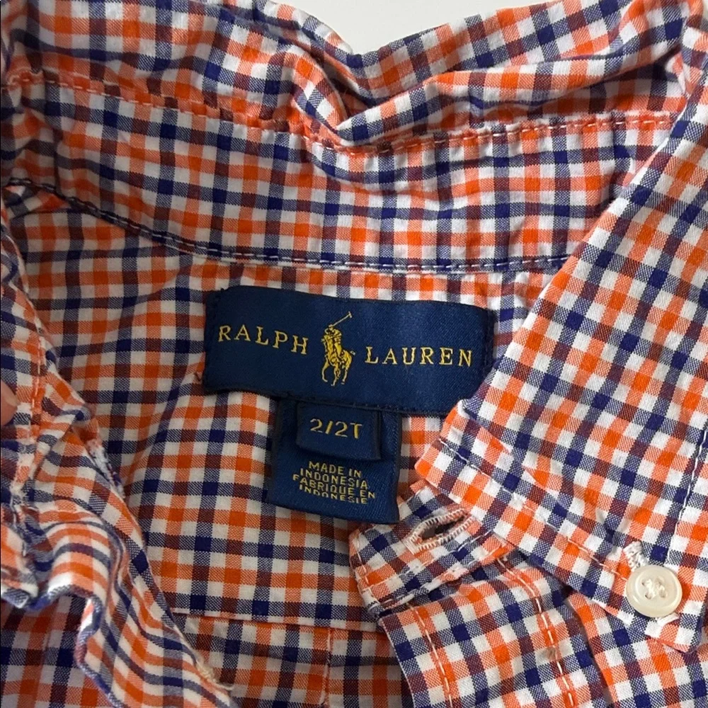 Ralph Lauren‎ Orange and Blue Plaid Button-Up Shirt